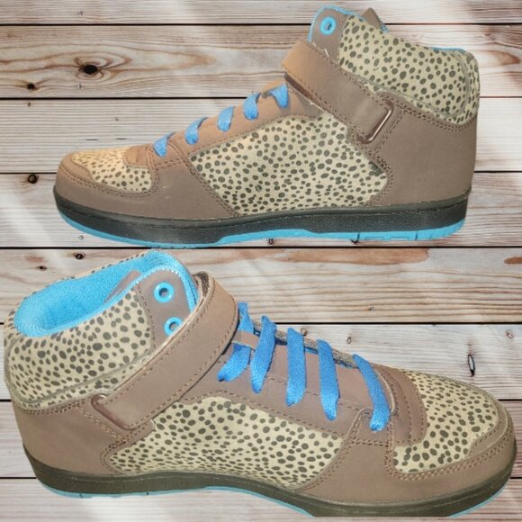 Deena & Ozzy - Urban Outfitters - Size 8 Blue-Brown Animal Print Hi-Top Sneakers - Picture 5 of 7